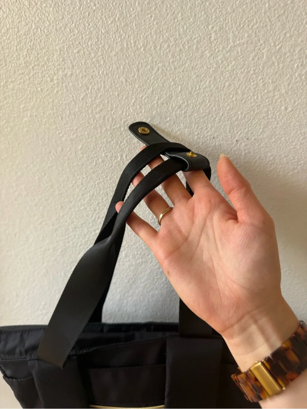 Black Tote Backpack - canvas and leather backpack Solo New York